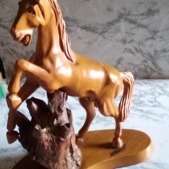 Vintage Mid- century Modern Large Hand carved Wood Rearing Horse Stallion Statue - Picture 15 of 16
